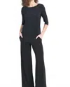Clara Sunwoo Solid Basic Three Quarter Sleeve Top In Black In Black