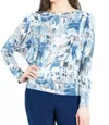 Clara Sunwoo Textured Dolman Sleeve Top In Blue Mosaic Tile In Multi
