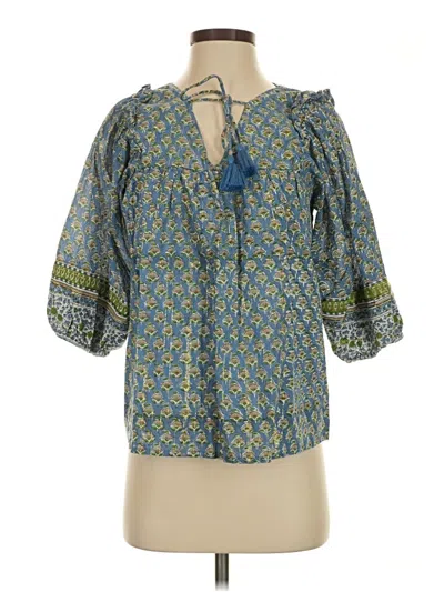 Pre-owned Clara The Label 3/4 Sleeve Blouse In Blue