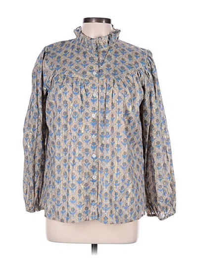Pre-owned Clara The Label Long Sleeve Blouse In Blue