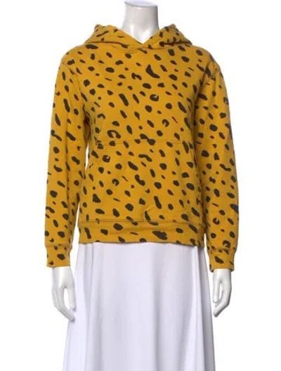 Pre-owned Clare V Animal Print Crew Neck Hoodie In Yellow