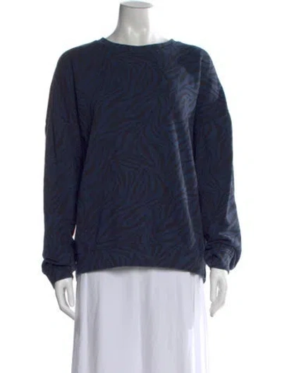 Pre-owned Clare V Animal Print Crew Neck Sweatshirt In Blue
