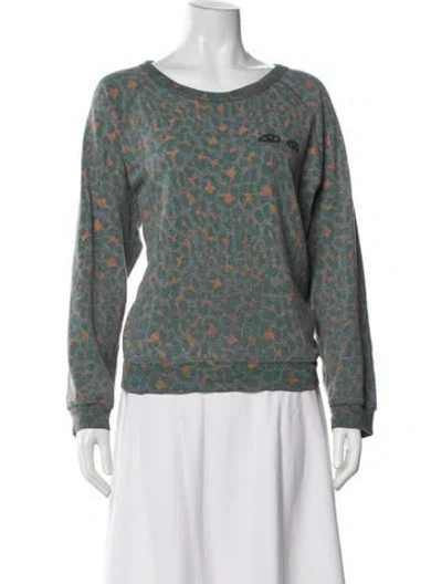 Pre-owned Clare V Animal Print Crew Neck Sweatshirt In Blue
