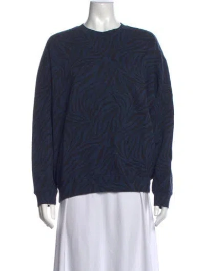 Pre-owned Clare V Animal Print Crew Neck Sweatshirt In Blue