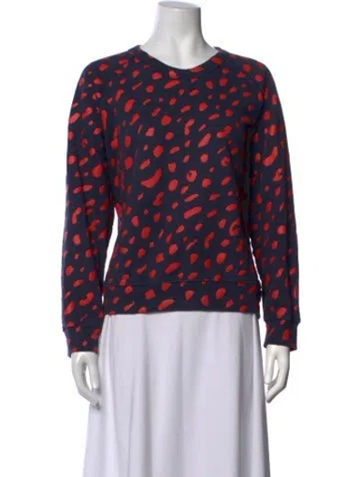 Pre-owned Clare V Animal Print Crew Neck Sweatshirt In Blue