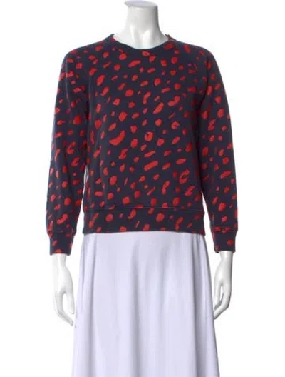 Pre-owned Clare V Animal Print Crew Neck Sweatshirt In Blue/red