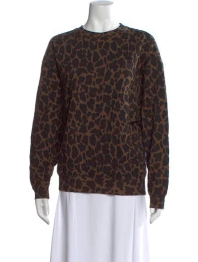 Pre-owned Clare V Animal Print Crew Neck Sweatshirt In Brown