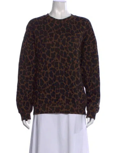 Pre-owned Clare V Animal Print Crew Neck Sweatshirt In Brown