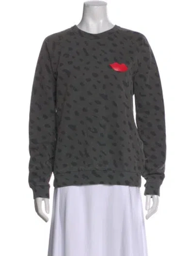 Pre-owned Clare V Animal Print Crew Neck Sweatshirt In Gray