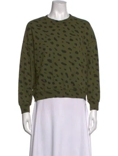Pre-owned Clare V Animal Print Crew Neck Sweatshirt In Green