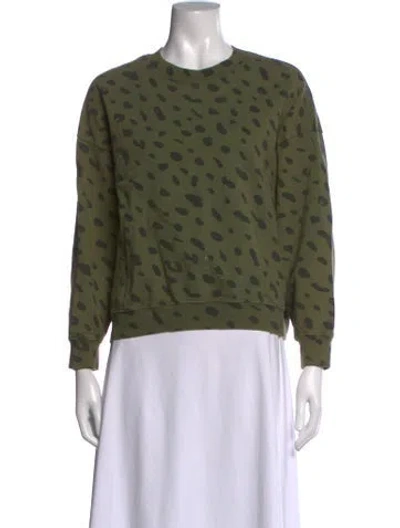 Pre-owned Clare V Animal Print Crew Neck Sweatshirt In Green