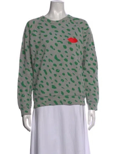 Pre-owned Clare V Animal Print Crew Neck Sweatshirt In Grey