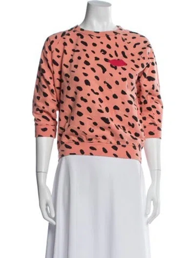 Pre-owned Clare V Animal Print Crew Neck Sweatshirt In Pink