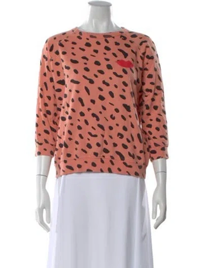 Pre-owned Clare V Animal Print Crew Neck Sweatshirt In Pink