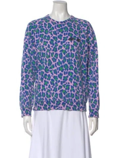 Pre-owned Clare V Animal Print Crew Neck Sweatshirt In Purple