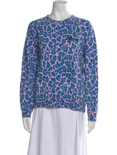 Pre-owned Clare V Animal Print Crew Neck Sweatshirt In Purple