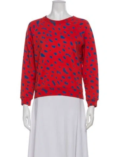 Pre-owned Clare V Animal Print Crew Neck Sweatshirt In Red