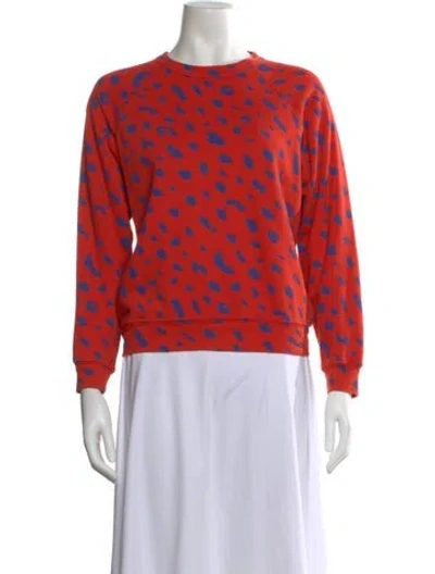 Pre-owned Clare V Animal Print Crew Neck Sweatshirt In Red