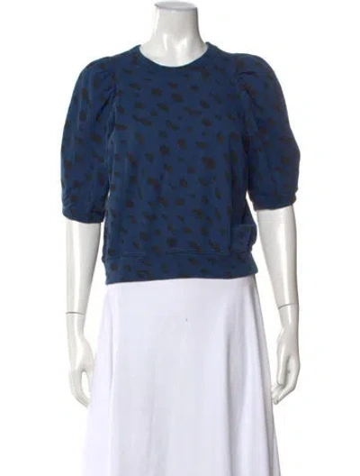Pre-owned Clare V Animal Print Crew Neck Top In Blue