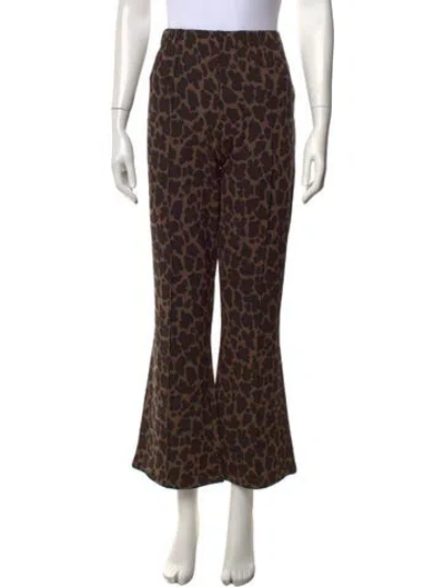Pre-owned Clare V Animal Print Flared Pants W/ Tags In Brown