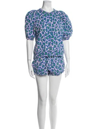 Pre-owned Clare V Animal Print Short Set In Purple