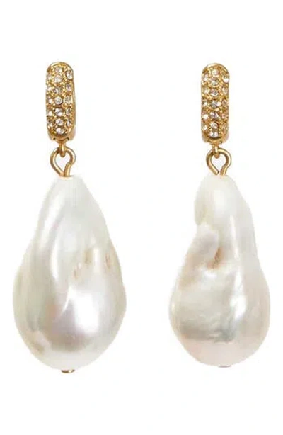 Clare V . Baroque Freshwater Pearl Drop Earrings In White
