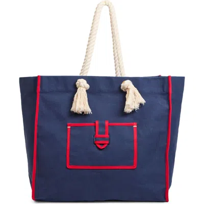 Clare V . Beach Marine Canvas Tote In Blue