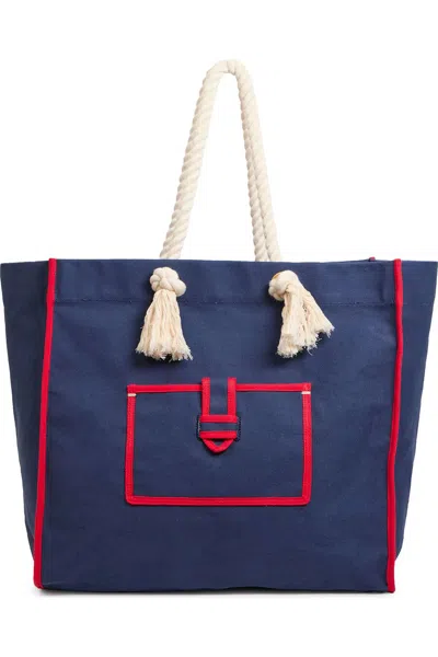 Clare V Beach Marine Canvas Tote In Navy In Blue