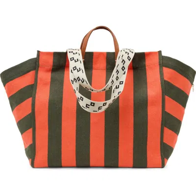Clare V . Beach Stripe Canvas Tote