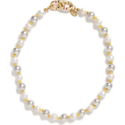 Clare V . Bead & Faux Pearl Statement Necklace In White