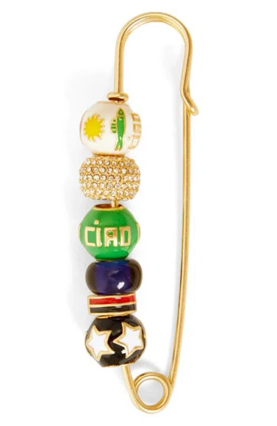 Clare V . Beaded Blazer Pin In Gold