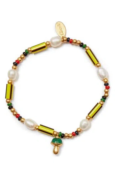 Clare V . Beaded Charm Bracelet In Gold