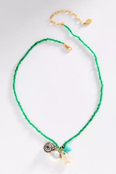 Clare V Beaded Charm Necklace In Multicolor