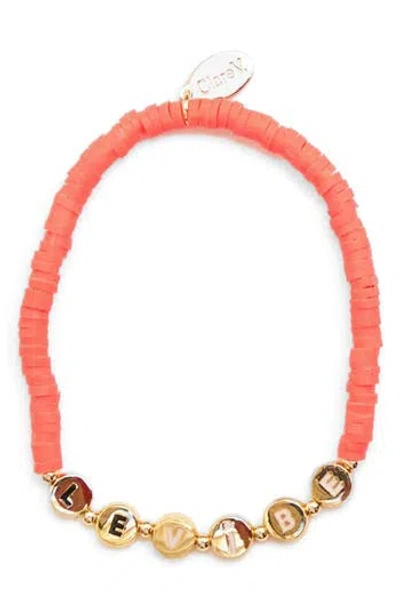 Clare V . Beaded Disc Stretch Bracelet In Orange