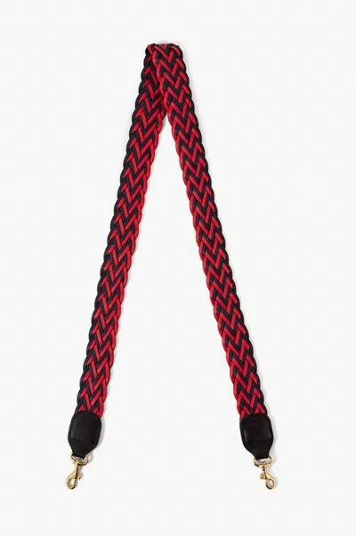Clare V Belted Braided Webbing Crossbody Strap In Red/navy