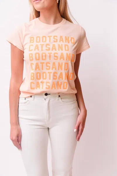 Clare V Boots & Cats Classic Tee In Blush In Gold