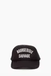 CLARE V BOURGEOISIE SAUVAGE TRUCKER HAT IN BLACK WITH CREAM