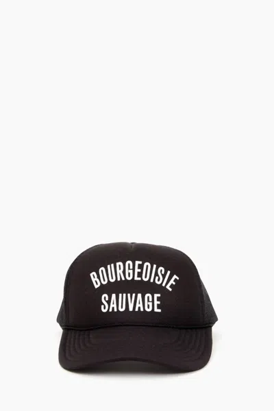 Clare V Bourgeoisie Sauvage Trucker Hat In Black With Cream In Multi