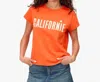 Clare V Californie Classic Short Sleeve Tee In Scarlet Orange W/cream In Orange