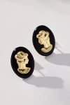 Clare V Cameo Stud Earrings In Black