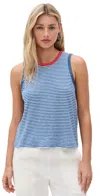 Clare V Camp Fit Tank Blue/cream Mini Stripe