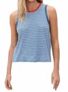 Clare V Camp Fit Tank In Blue/cream In Blue