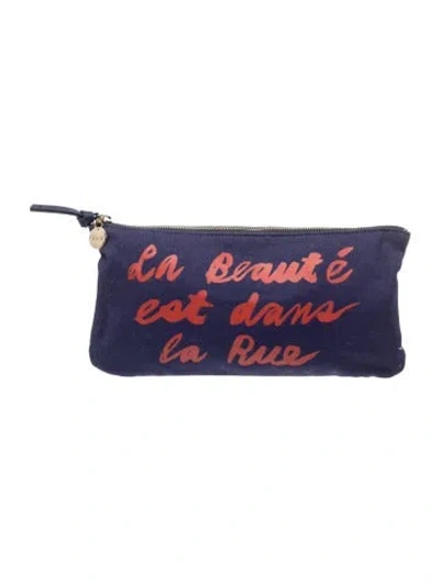 Pre-owned Clare V Canvas Pouch In Blue