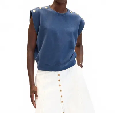 Clare V Cap Sleeve Le Vest In Navy W/ Gold Anchor Button In Blue