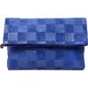 Clare V . Carryall Checkered Leather Clutch In Blue