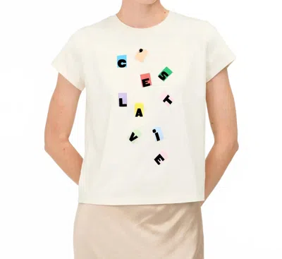 Clare V C'est La Vie Classic Tee In Cream And Multi In White