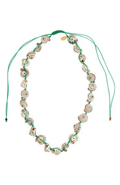 Clare V . Checker Shell Necklace In White