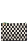 Clare V . Checkerboard Knit Flat Clutch In Black/ivory Multi