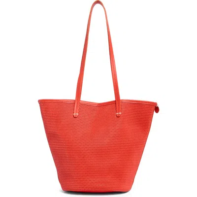 Clare V . Choupette Diamond Perforated Leather Tote In Red