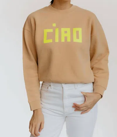 Clare V Ciao Sweatshirt In Beige In Brown